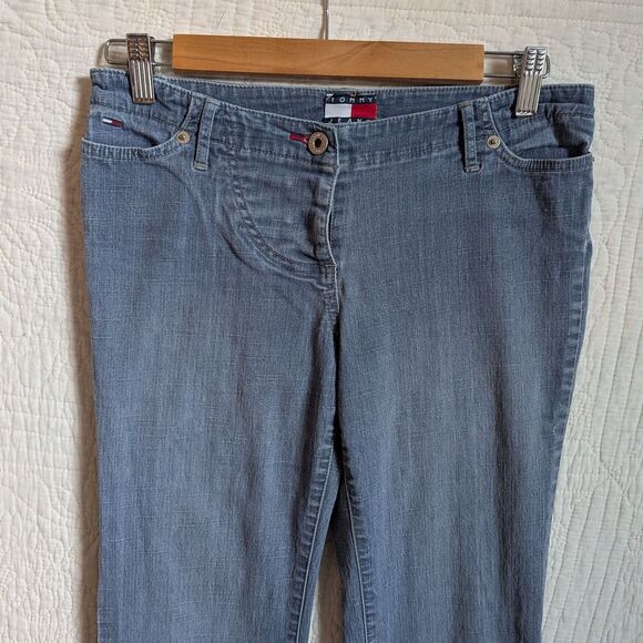 Vintage Y2K Tommy Hilfiger Jeans Low Rise Flare Button Fly Preppy Size 7 - Picture 9 of 13